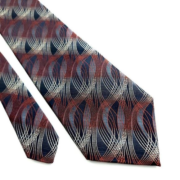 Pierre Cardin Abstract Brown‎ Black Woven Wide Silk Tie - Picture 1 of 6